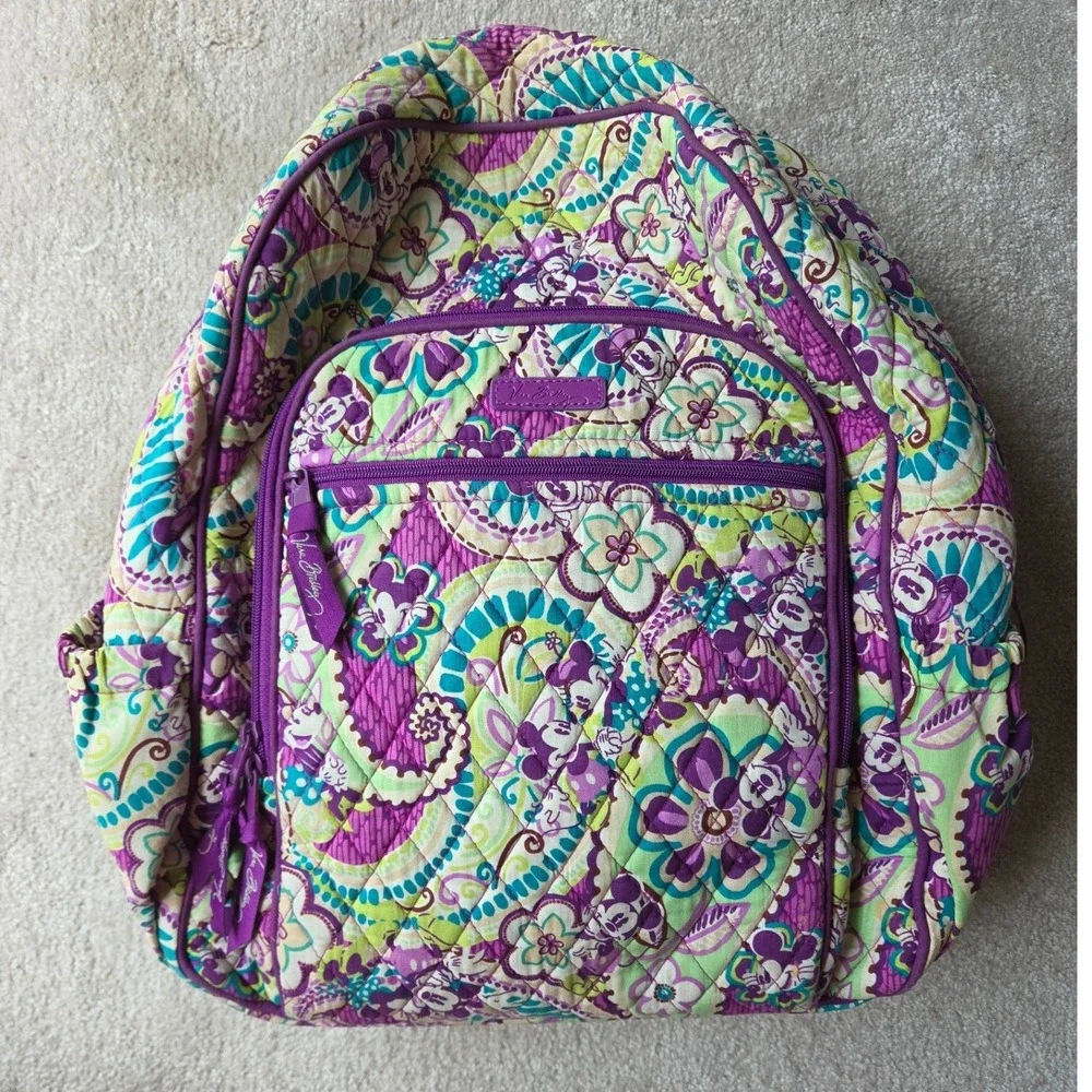 Vera Bradley Disney Parks Mickey Paisley Celebration Quilted Backpack Purple